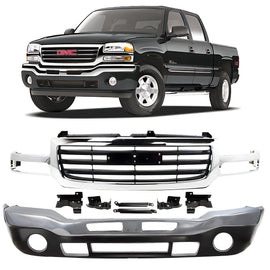 2003-2007 GMC Sierra 1500 2500 HD 3500 Front Bumper Chrome & Grille Assembly Kit | OEM Fit