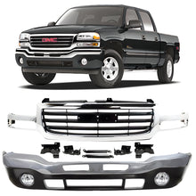 Load image into Gallery viewer, Front Bumper Chrome &amp; Fog Lights Kit For 2003-2007 GMC Sierra 1500 2500 HD 3500