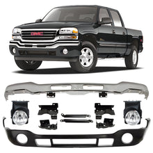 Load image into Gallery viewer, Front Bumper Chrome &amp; Fog Lights Assembly Kit For 2003-2007 GMC Sierra 1500 2500 HD 3500