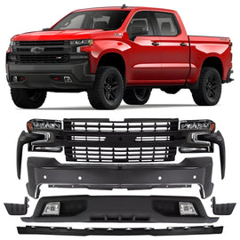 2019-2021 Chevrolet Silverado 1500 Front Bumper Primed & Grille Assembly Kit | OEM Fit