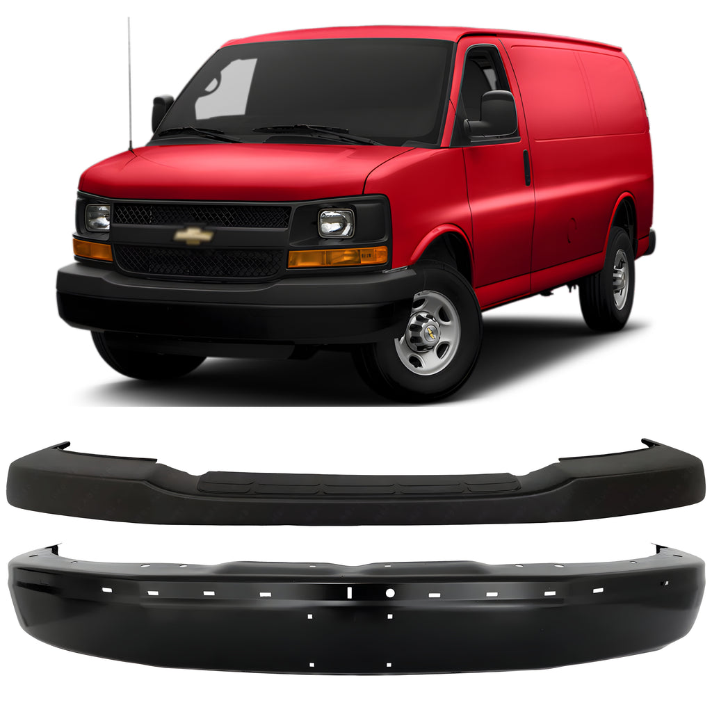 Front Bumper Primed Kit For 2003-2023 Chevy Express / GMC Savana 1500 2500 3500