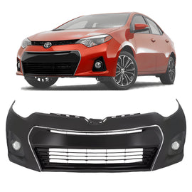 2014-2016 Toyota Corolla Front Bumper Cover Paintable & Fog Lights Assembly | OEM Fit