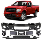 Front Bumper Paintable Steel & Fog Lights Assembly Kit For 2009-2014 Ford F-150