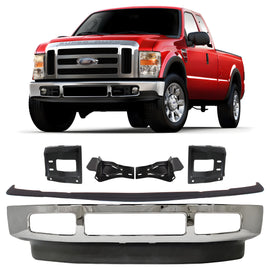 2008-2010 Ford F-250 Super Duty & F-350 Super Duty Front Bumper Chrome & Bumper Brackets Kit | OEM Fit