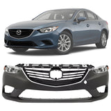 Front Bumper Cover Fascia Paintable & Grille Assembly Kit For 2014-2017 Mazda 6