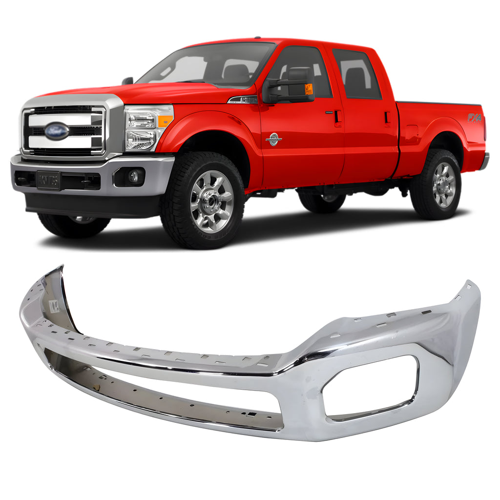 Front Bumper Face Bar Chrome Steel For 2011-2016 Ford F-250 Super Duty and 350