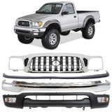 Front Bumper Chrome Steel & Turn Signal Lights Kit For 2001-2004 Toyota Tacoma