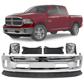 2013-2018 Ram 1500 & 2019-2022 Ram 1500 Classic Front Bumper Chrome & Valance Textured Kit  | OEM Fit