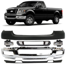 Load image into Gallery viewer, Front Bumper Chrome Steel &amp; Fog Lights Assembly Kit For 2004-2005 Ford F-150 Truck