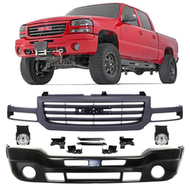 2003-2007 GMC Sierra 1500 2500 HD & 3500 Front Bumper Primed & Fog Lights Kit | OEM Fit
