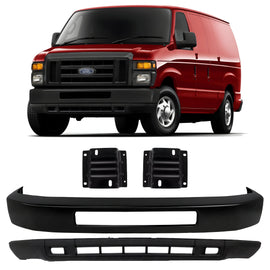 2008-2019 Ford E-150 E-250 & E-350 E-450 Super Duty Front Bumper Paintable & Bumper Brackets Kit | OEM Fit