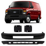 Front Bumper Paintable & Bumper Brackets Kit For 2008-2019 Ford E-150 E-250 & E-350 E-450 Super Duty