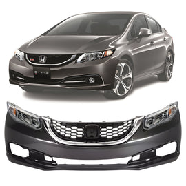 2013-2015 Honda Civic Front Bumper Cover Fascia Primed & Grille Assembly Kit  | OEM Fit