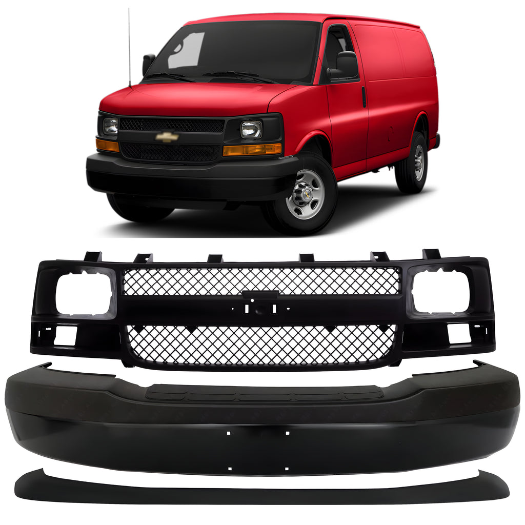 Front Bumper Primed & Valance Textured For 2003-2023 Chevrolet Express 1500 2500 3500 4500