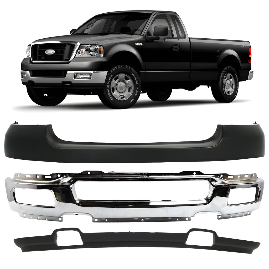 Front Bumper Cover, Bumper Face Bar & Valance Textured Kit For 2004-2005 Ford F-150 Truck