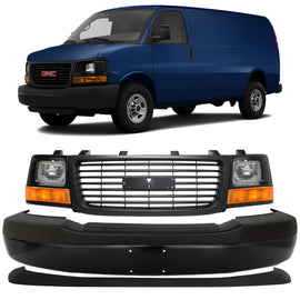 2003-2023 GMC Savana 1500 2500 3500 Front Bumper Paintable & Headlight Assembly Kit | OEM Fit