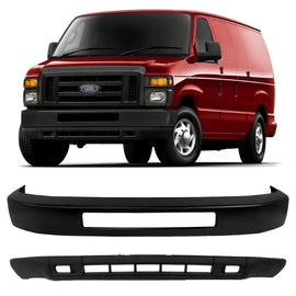 2008-2019 Ford E-150 E-250 & E-350 E-450 Super Duty Front Bumper Primed & Valance Textured Kit | OEM Fit