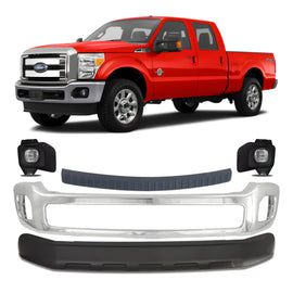 2011-2016 Ford F-250 Super Duty and 350 Front Bumper Chrome & Fog Lights Kit | OEM Fit