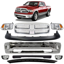 2009-2010 Dodge Ram 1500 & 2011-2012 Ram 1500 Front Bumper Chrome & Headlights Kit | OEM Fit