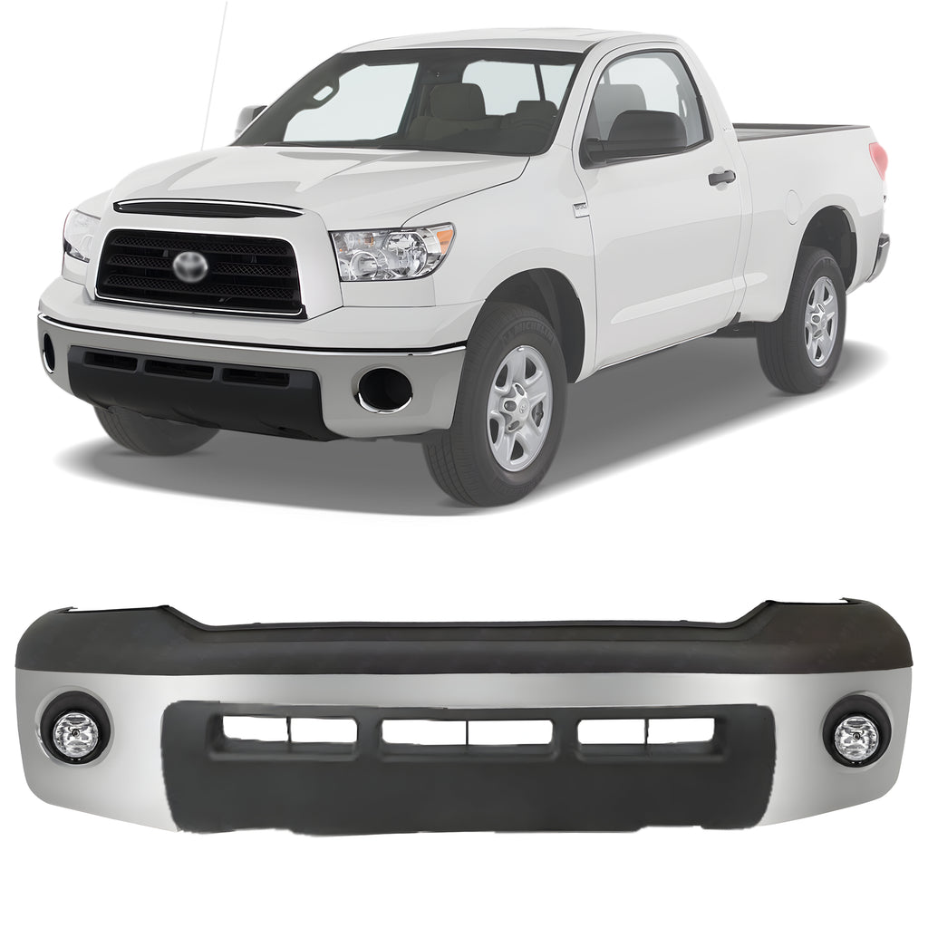 Front Bumper Chrome Steel & Fog Lights Assembly Kit For 2007-2009 Toyota Tundra