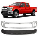 Front Bumper Chrome & Valance Textured Kit For 2011-2016 Ford F-250 Super Duty and 350