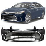 Front Bumper Cover Primed & Bumper Grille Chrome For 2016-2018 Toyota Avalon