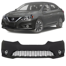 2016-2019 Nissan Sentra Front Bumper Cover Paintable & Fog Lights Assembly | OEM Fit