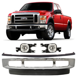 2008-2010 Ford F-250 Super Duty & F-350 Super Duty Front Bumper Chrome & Fog Lights Kit | OEM Fit