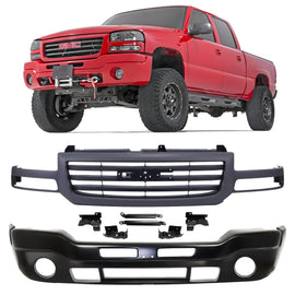 2003-2007 GMC Sierra 1500 2500 HD & 3500 Front Bumper Primed & Grille Assembly Kit | OEM Fit