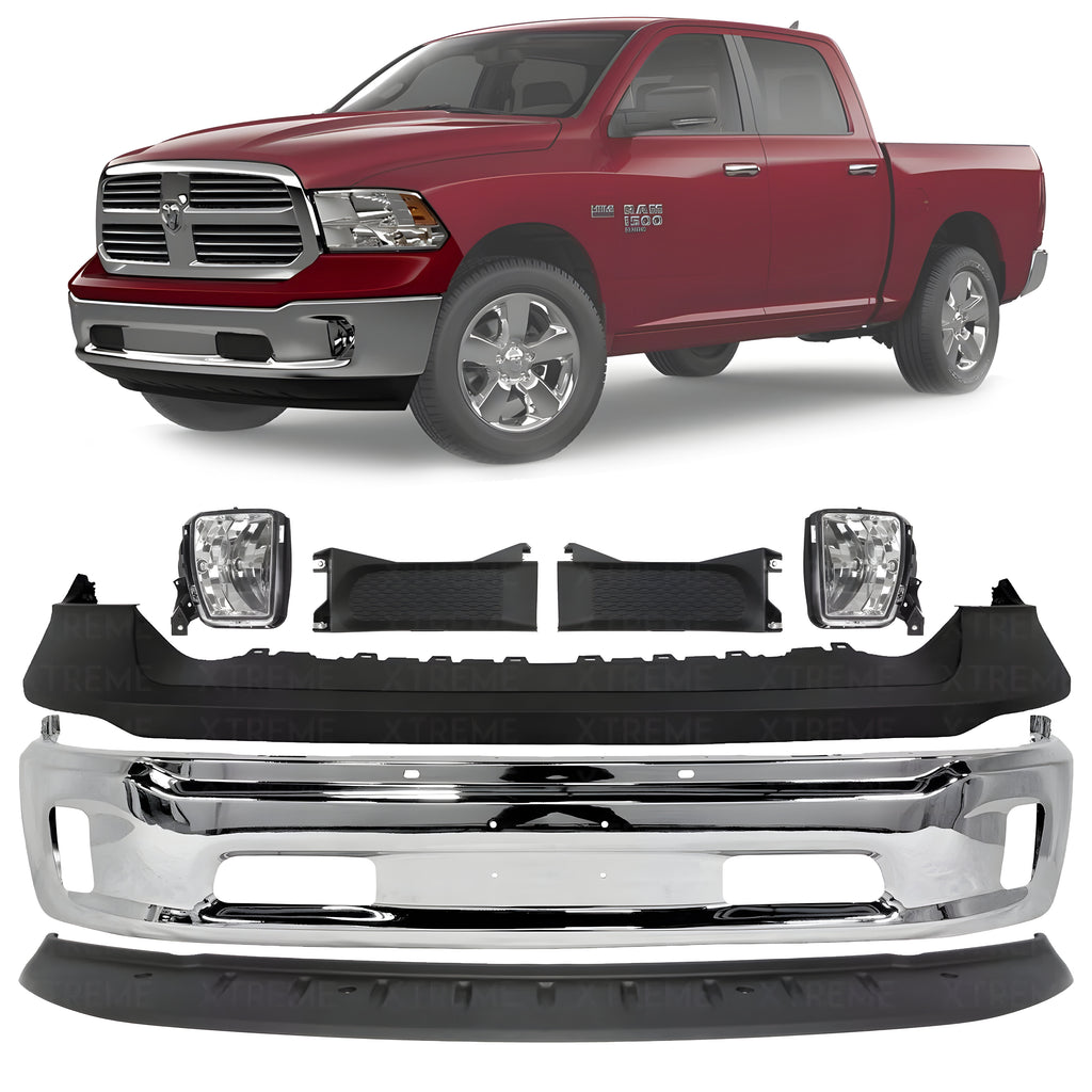 Front Bumper Chrome Kit For 2013-2018 Ram 1500 & 2019-2022 Ram 1500 Classic