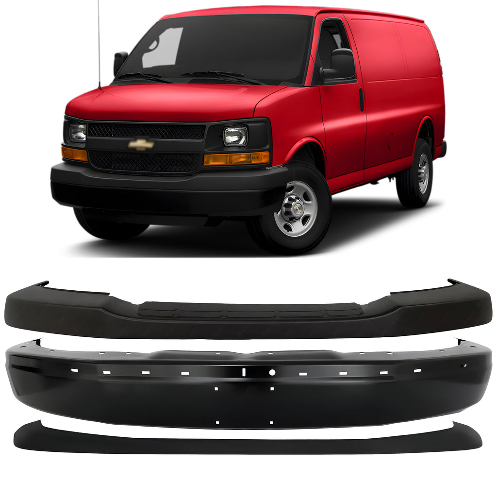 Front Bumper Primed Kit For 2003-2023 Chevy Express / GMC Savana 1500 2500 3500