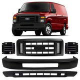 Front Bumper Primed & Bumper Brackets Kit For 2008-2019 Ford E-150 E-250 & E-350 E-450 Super Duty