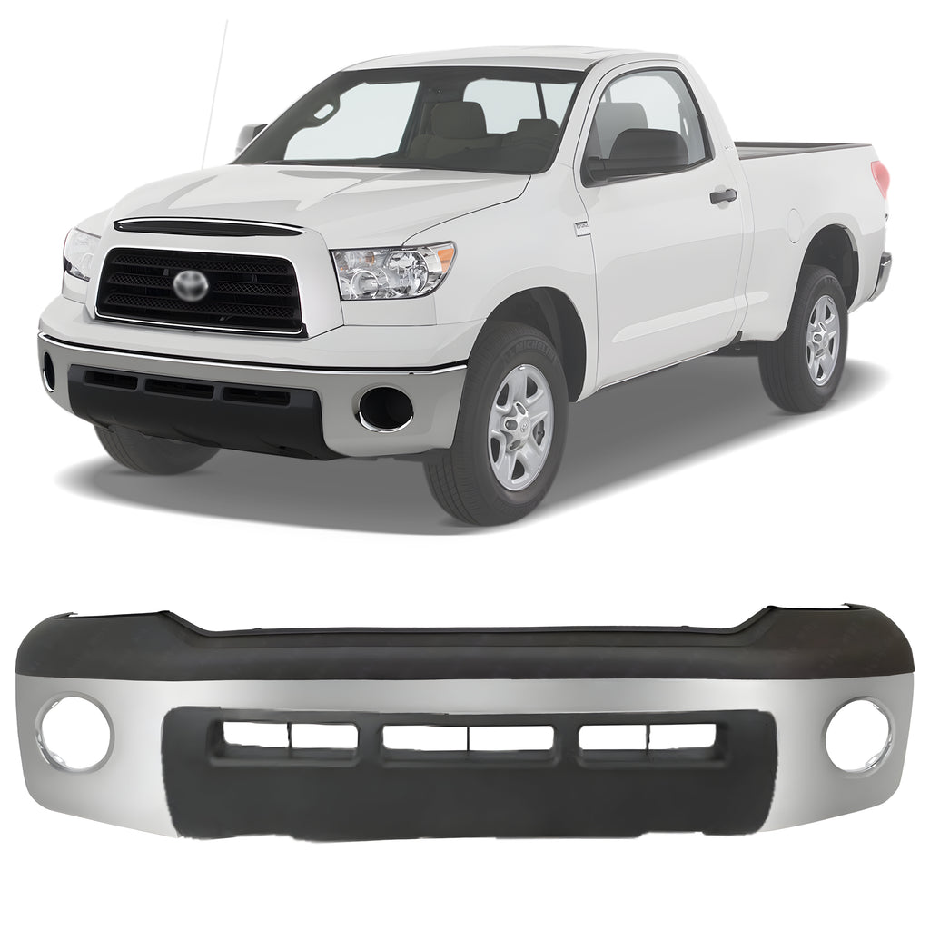 Front Bumper Chrome Steel & Valance Textured Kit For 2007-2009 Toyota Tundra