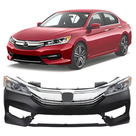 2016-2017 Honda Accord Front Bumper Cover Paintable & Headlight Assembly | OEM Fit