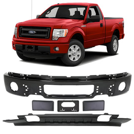 2009-2014 Ford F-150 Front Bumper Paintable Steel & Valance Textured Kit | OEM Fit