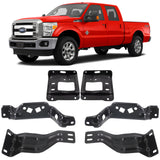 Front Bumper Brackets LH & RH Side Black Steel For 2011-2016 Ford F-250 Super Duty and 350