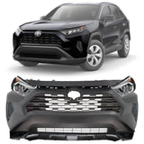 Front Bumper Cover Primed & Headlight Assembly Kit For 2019-2021 Toyota RAV4