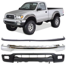 2001-2004 Toyota Tacoma Front Bumper Chrome Steel & Bumper Filler Primed Kit | OEM Fit