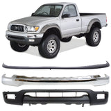 Front Bumper Chrome Steel & Bumper Filler Primed Kit For 2001-2004 Toyota Tacoma