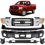 Front Grille Assembly Primed & Bumper Paintable Kit For 2009-2014 Ford F-150