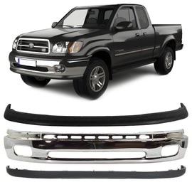 2000-2006 Toyota Tundra Front Bumper Chrome Steel & Valance Textured Kit | OEM Fit