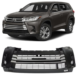 2017- 2019 Toyota Highlander Front Bumper Cover Fascia Primed & Fog Lights Assembly Kit  | OEM Fit