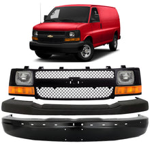 Load image into Gallery viewer, Front Bumper Primed &amp; Grille Assembly Kit For 2003-2023 Chevrolet Express 1500 2500 3500 4500