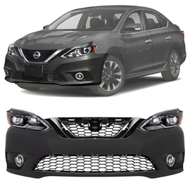 2016-2019 Nissan Sentra Front Bumper Cover Paintable & Headlight Assembly | OEM Fit