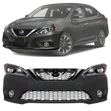 Front Bumper Cover Paintable & Headlight Assembly For 2016-2019 Nissan Sentra