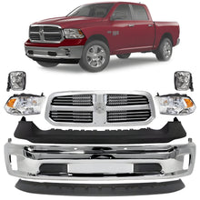 Load image into Gallery viewer, Front Bumper Chrome &amp; Grille Assembly Kit For 2013-2018 Ram 1500 &amp; 2019-2022 Ram 1500 Classic