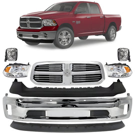 2013-2018 Ram 1500 & 2019-2022 Ram 1500 Classic Front Bumper Chrome & Grille Assembly Kit  | OEM Fit