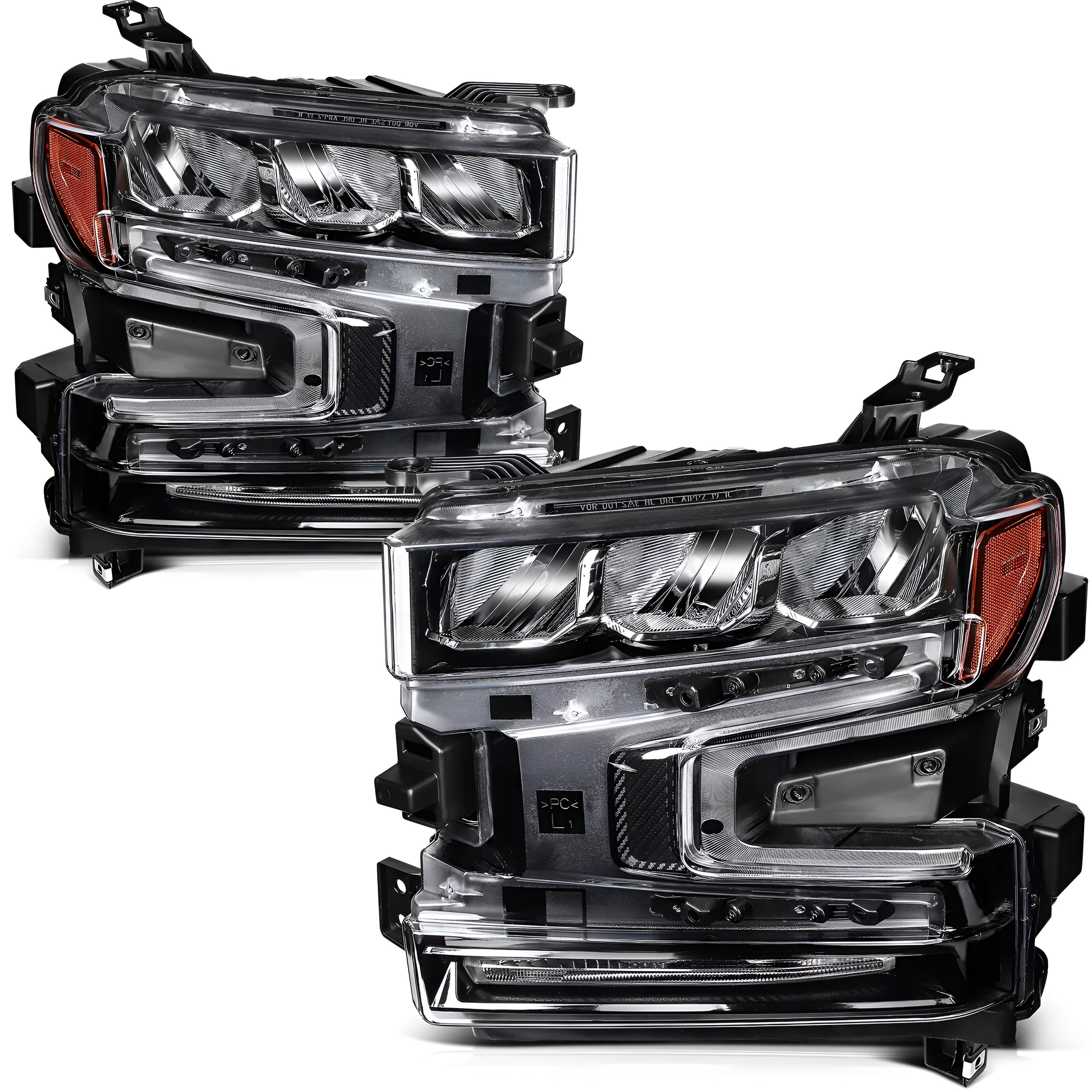 2019-2021 Chevrolet Silverado 1500 Front Headlights Assembly Chrome | OEM Fit