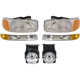 2003-2007 GMC Sierra 1500 2500 HD & 3500 Front Headlights Kit W/Bulbs | OEM Fit