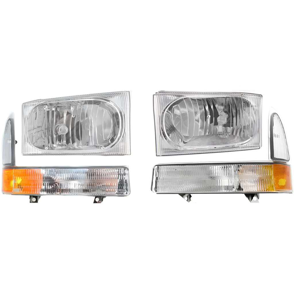 Front Headlight Kit with Corner Lights For 1999-2004 Ford F-250 Super Duty